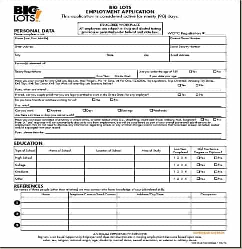 Minimum Age for Employment at Big Lots