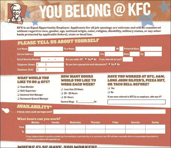 KFC Application â€“ Employment at KFC