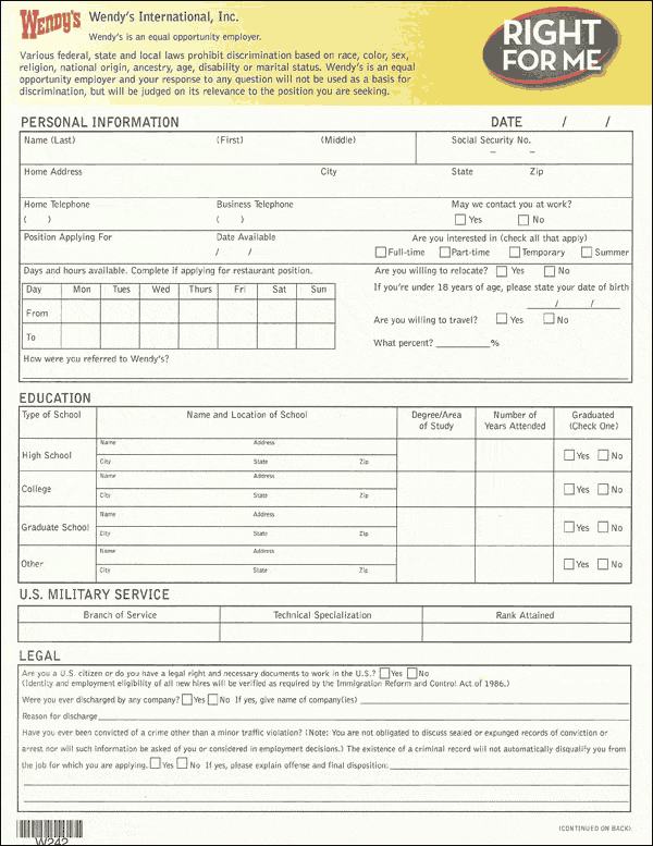 Job Application Form Print Out
